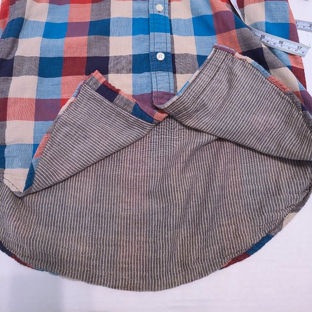 Merona Red, Blue & Cream Plaid Button-Down Shirt β Size M - Picture 8 of 8